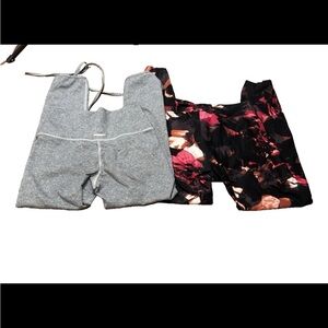 Aerie and Calvin Klein LOT of two women's Cropped leggings black floral, gray S